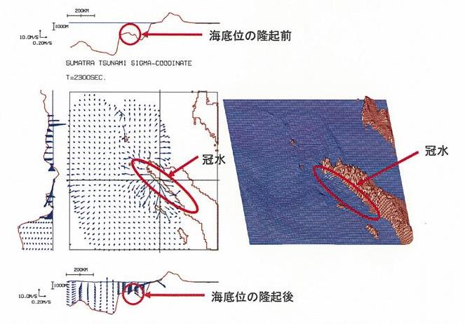 津波による陸地の冠水